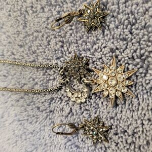 Silver Star and Moon Jewelry Set